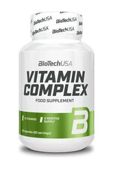 BioTech USA Vitamin Complex bottle containing 60 capsules, featuring 13 vitamins and 10 minerals for a two-month supply.